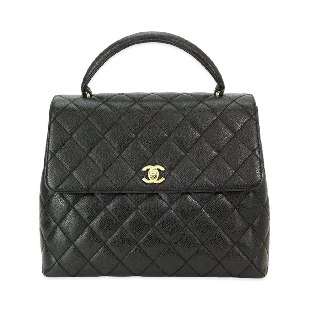 CHANEL Caviar Skin Matelasse Hand Bag "Black"