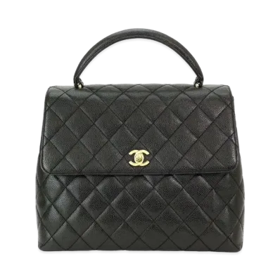 CHANEL Caviar Skin Matelasse Hand Bag "Black"