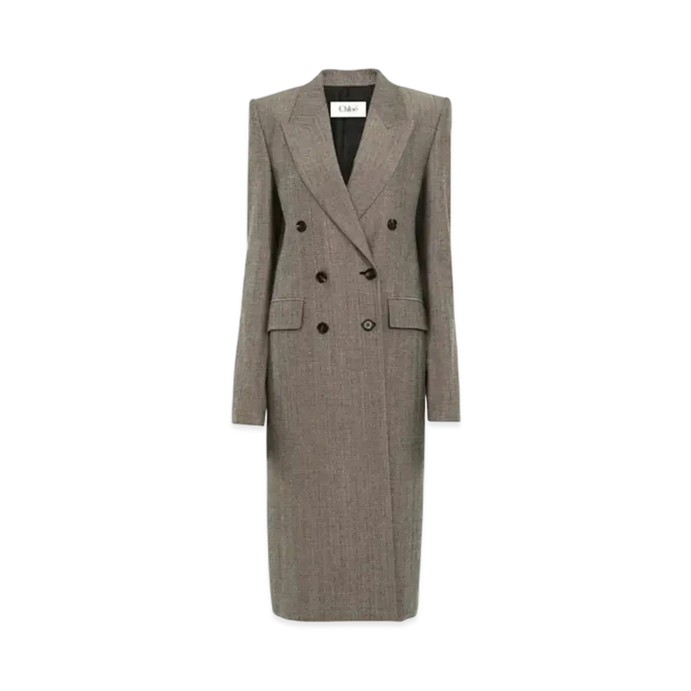 Chloe Tailored Coat In Wool And Cotton Tweed "Black/White"
