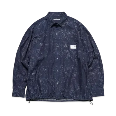 uniform experiment Indigo Print Drawcord Shirt "Navy"