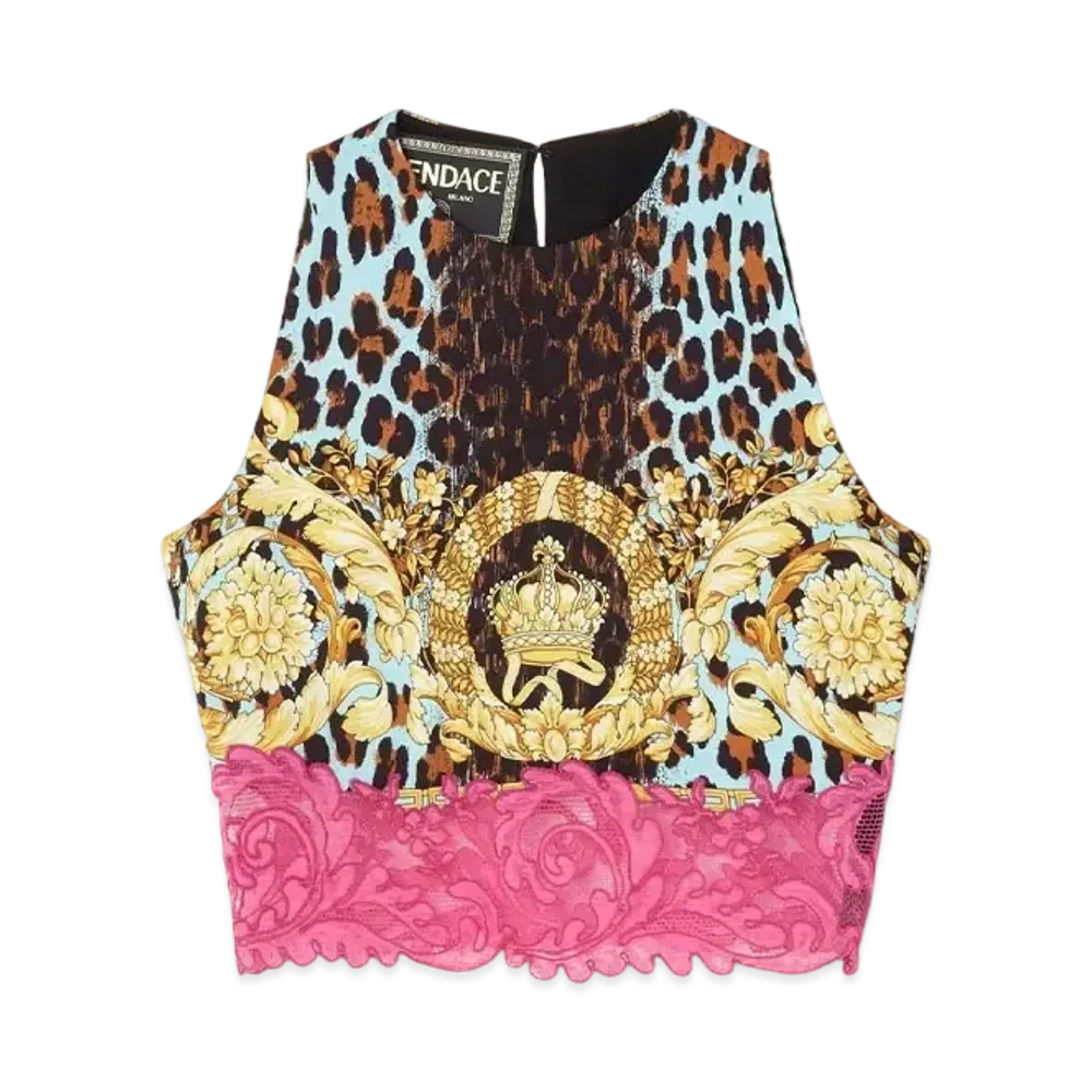 FENDI x Versace Fendace Gold Baroque Crop Top