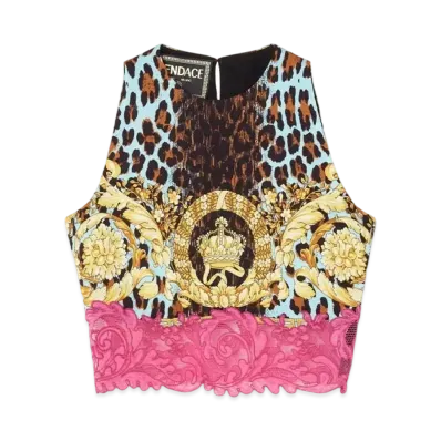 FENDI x Versace Fendace Gold Baroque Crop Top