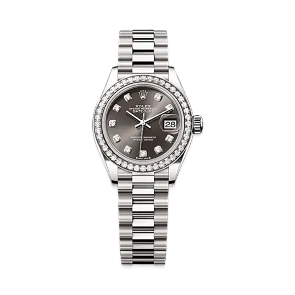 ROLEX Lady-Datejust 28mm White Gold Diamond 279139RBR "Dark Grey"