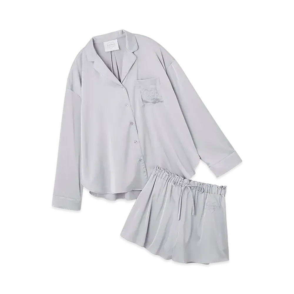 GELATO PIQUE x LE SSERAFIM Satin Shirt & Shorts Set "Blue"