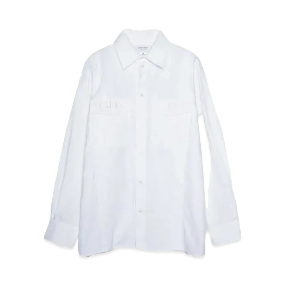 Marine serre UPCYCLED HOUSEHOLD LINEN TWIN POCKET SHIRT "OFF WHITE"