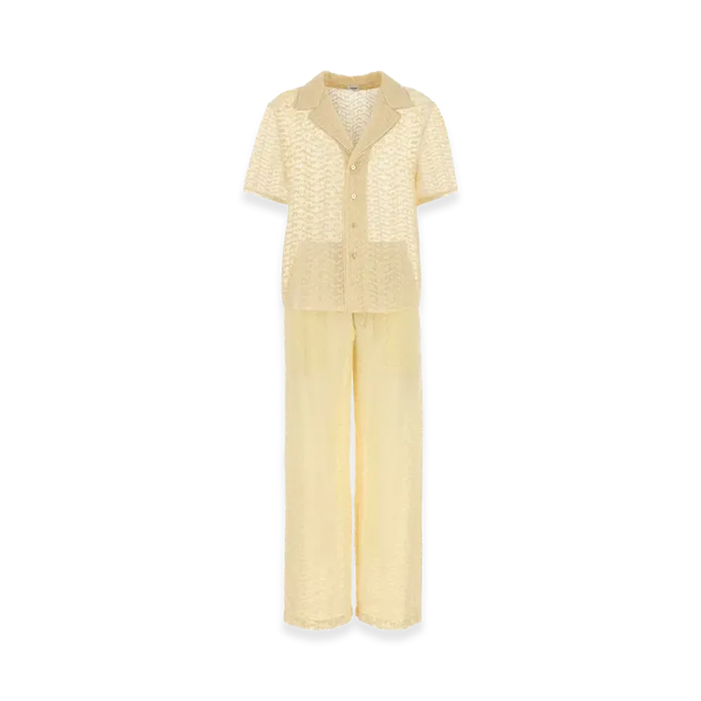 Saint Laurent Women's Pastel Cotton Blend Pyjama Set "Yellow"
