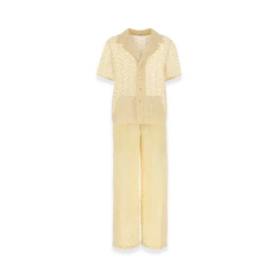 Saint Laurent Women's Pastel Cotton Blend Pyjama Set "Yellow"