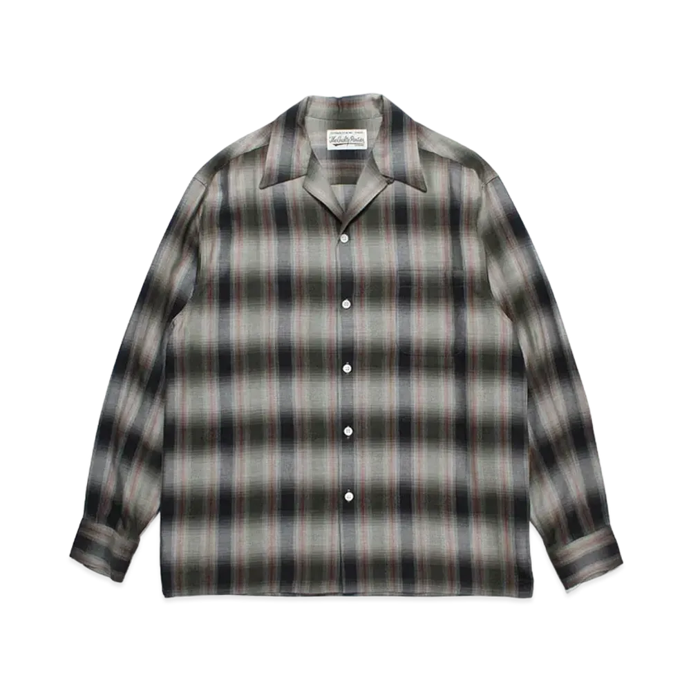 WACKO MARIA Check Open Collar Shirt "Green"