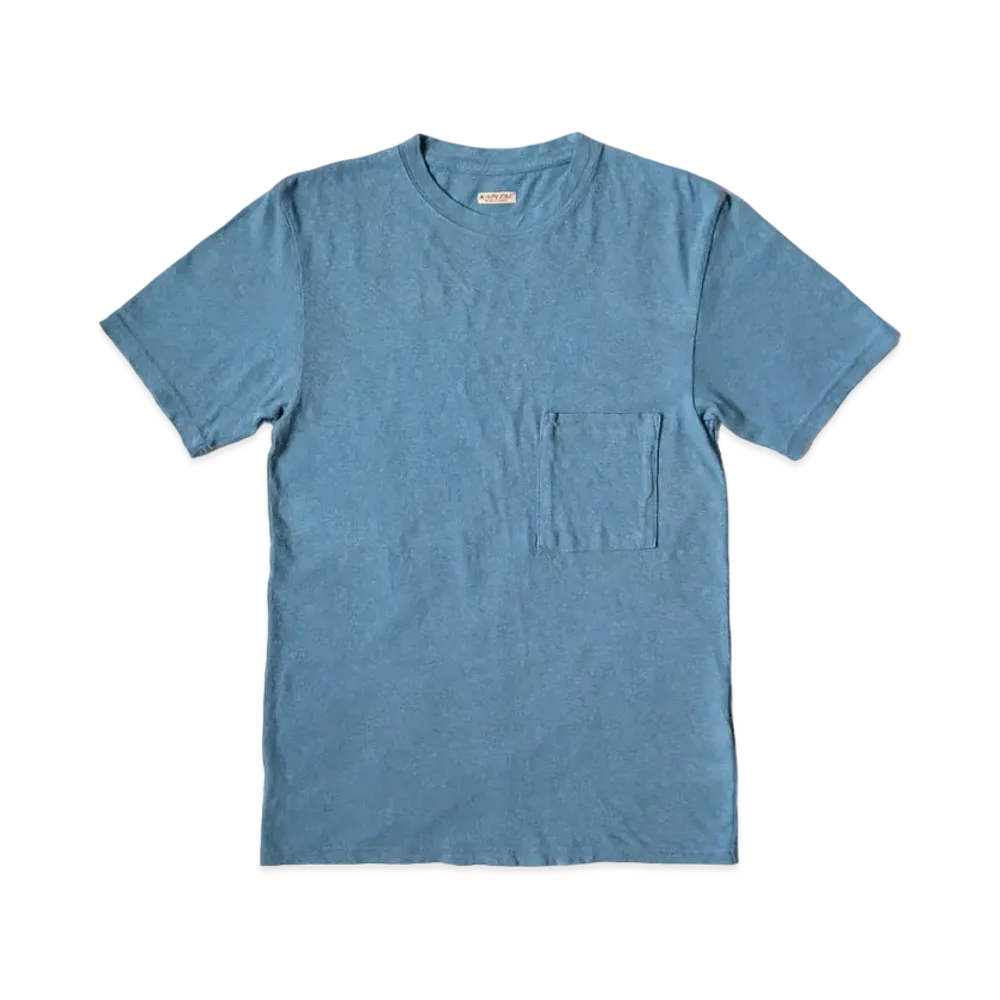 KAPITAL Gauze India Pocket Tee "Light Blue"