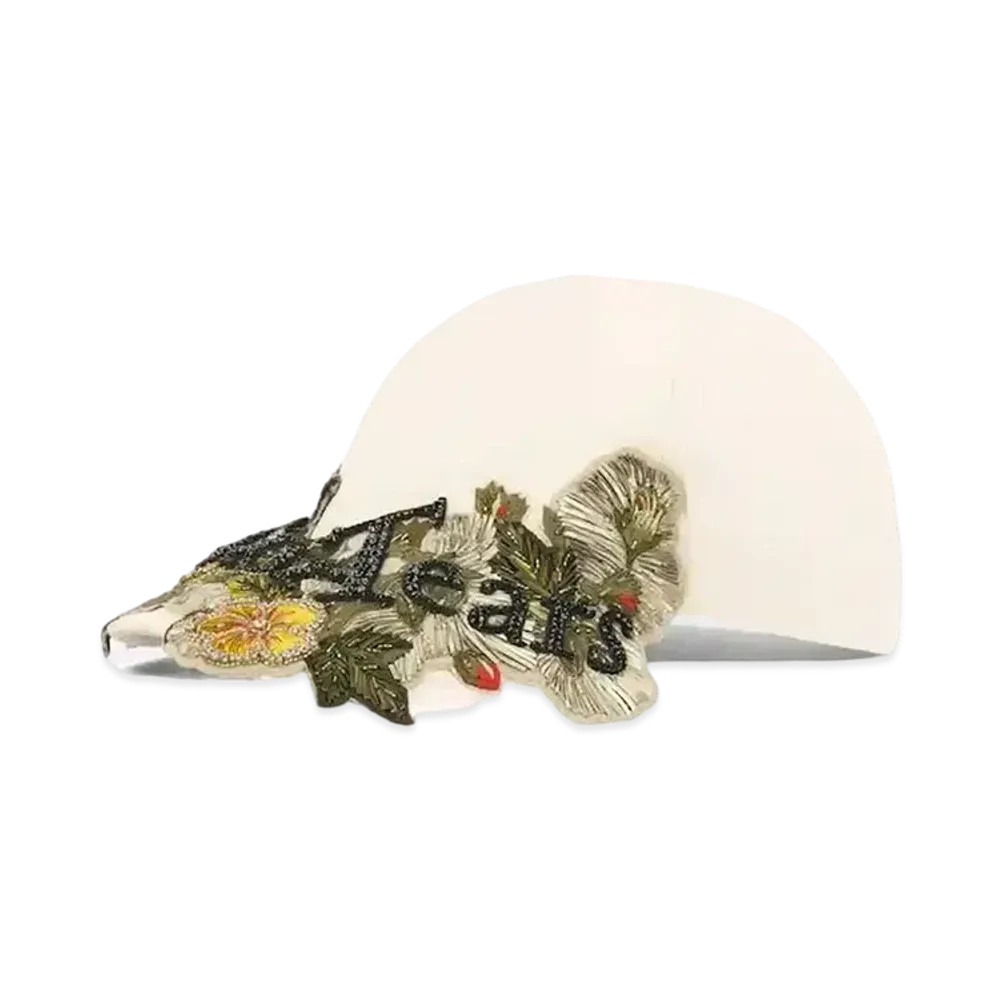 Dior Tears Baseball Cap Cotton Canvas With Embroidered Beads and Crystals "Beige/Multicolor"