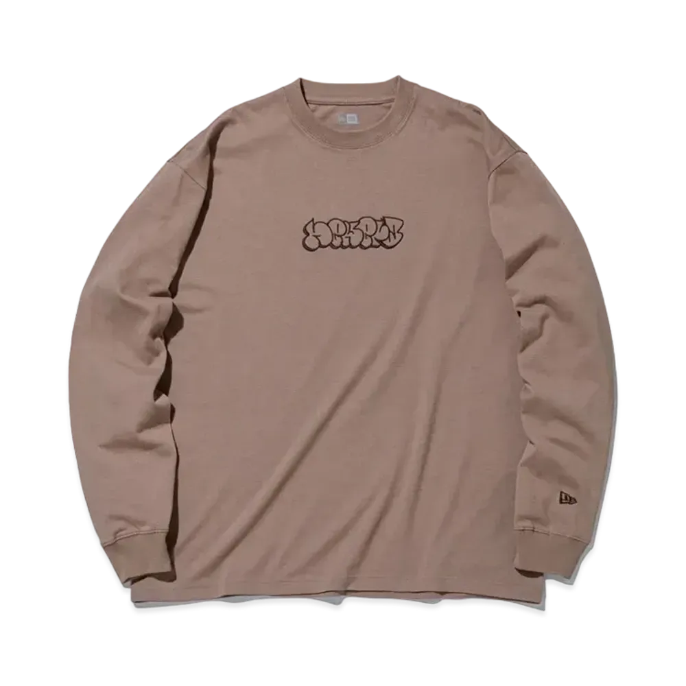 NEW ERA Long Sleeve Oversized Cotton T-shirt Bubble Logo "Milk Tea"