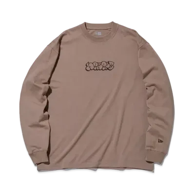 NEW ERA Long Sleeve Oversized Cotton T-shirt Bubble Logo "Milk Tea"