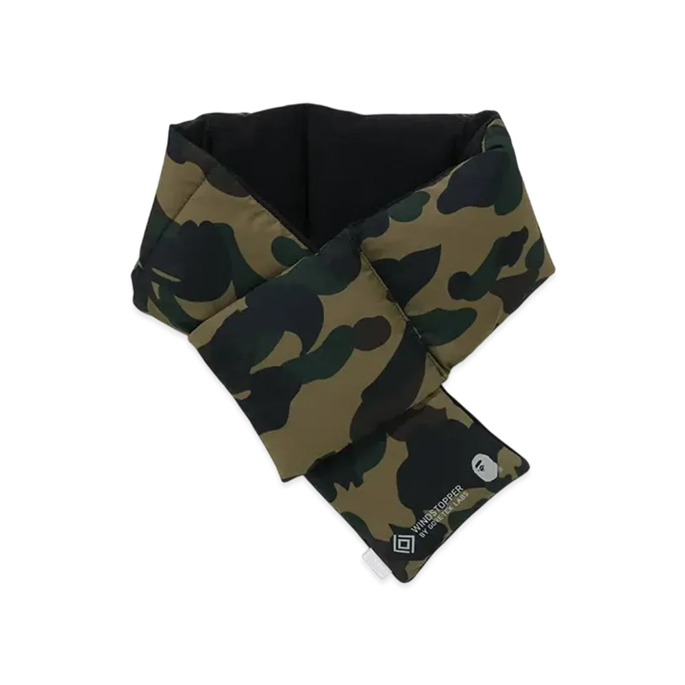 A BATHING APE Gore-Tex Wind Stopper 1St Camo Pocket Fleece Scarf "Green"