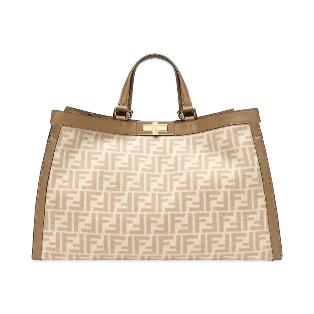 FENDI Peekaboo X-Tote FF Wool Bag "Beige"