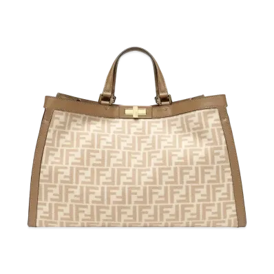 FENDI Peekaboo X-Tote FF Wool Bag "Beige"