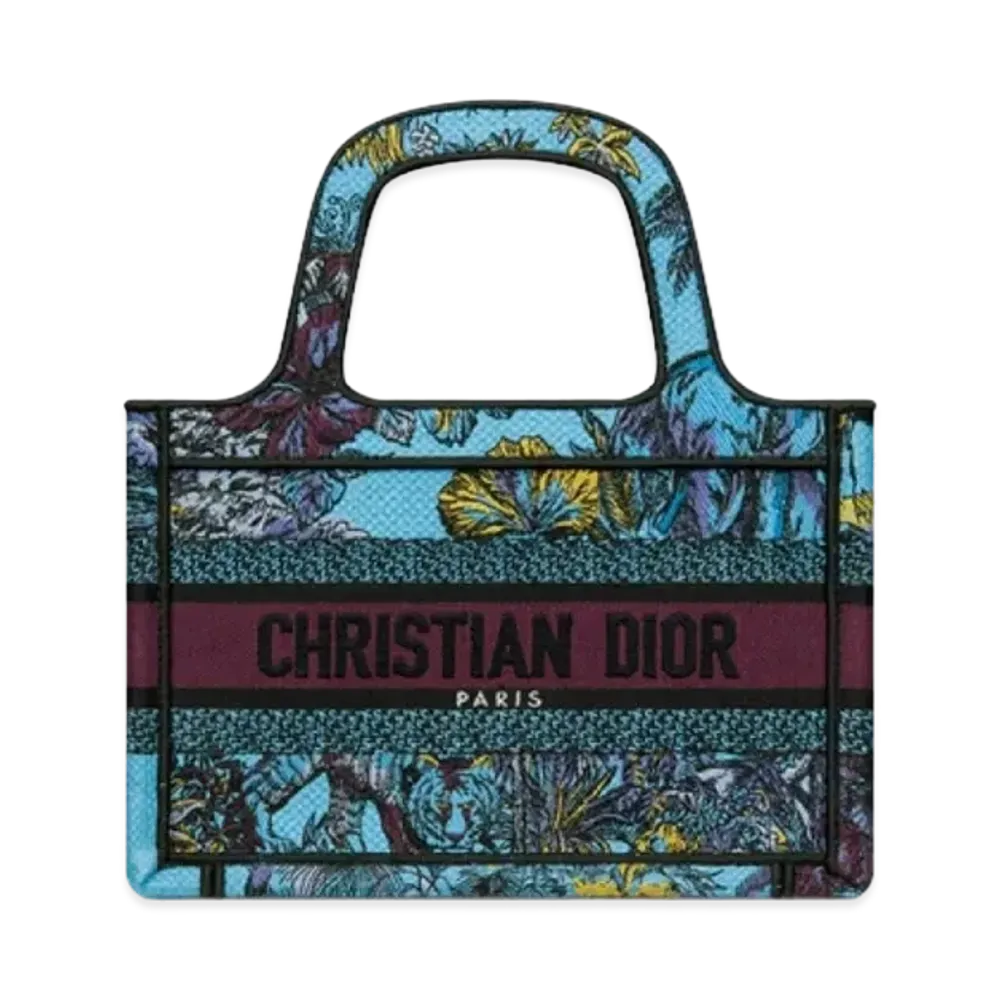 Dior Mini Dior Book Tote Celestial Toile De Jouy Voyage Embroidery "Blue/Multicolor"