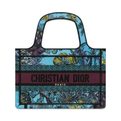 Dior Mini Dior Book Tote Celestial Toile De Jouy Voyage Embroidery "Blue/Multicolor"
