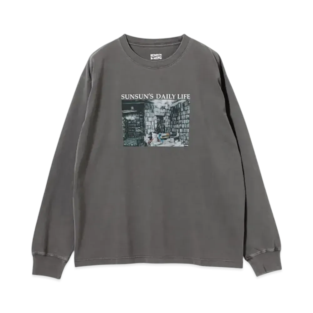 B:MING by BEAMS x PUPPET SUNSUN / Fade Photo Print Long Sleeve T-Shirt Book "InkBlack"
