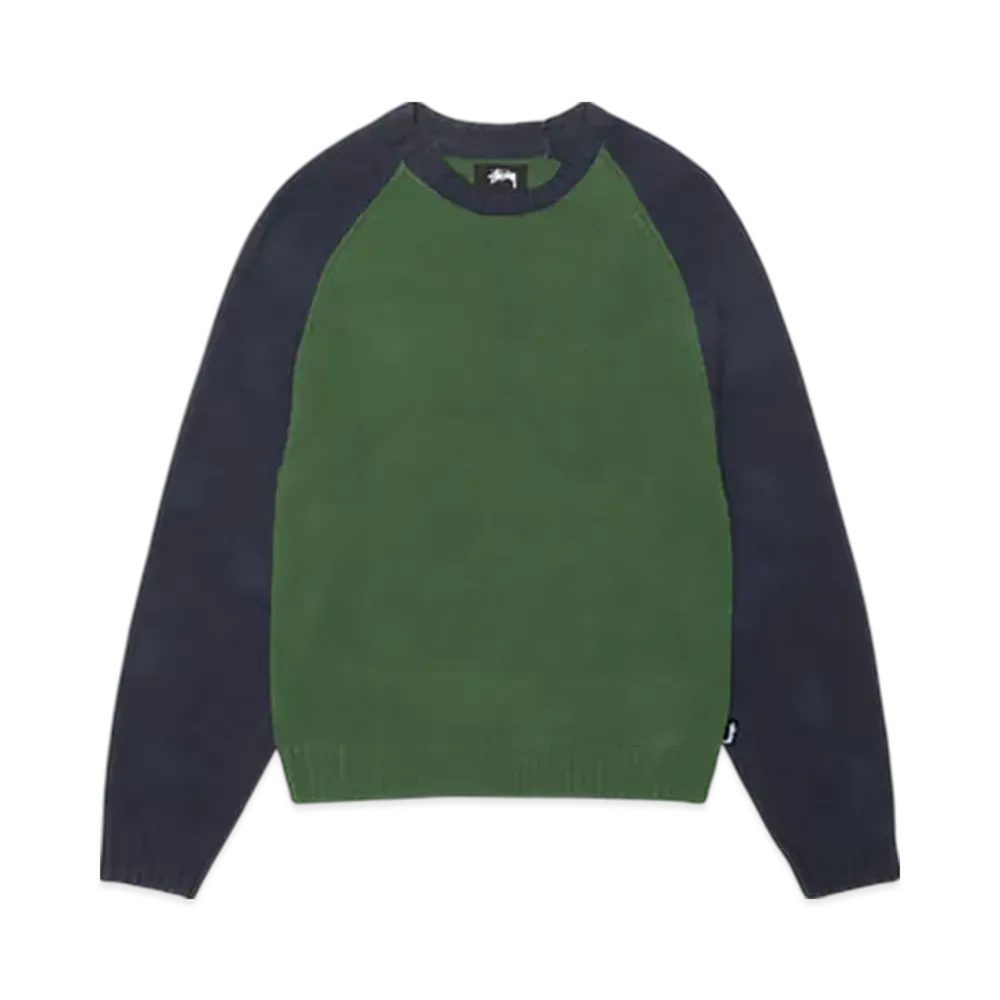 Stussy Colorblocked Raglan Knit Crew "Green"