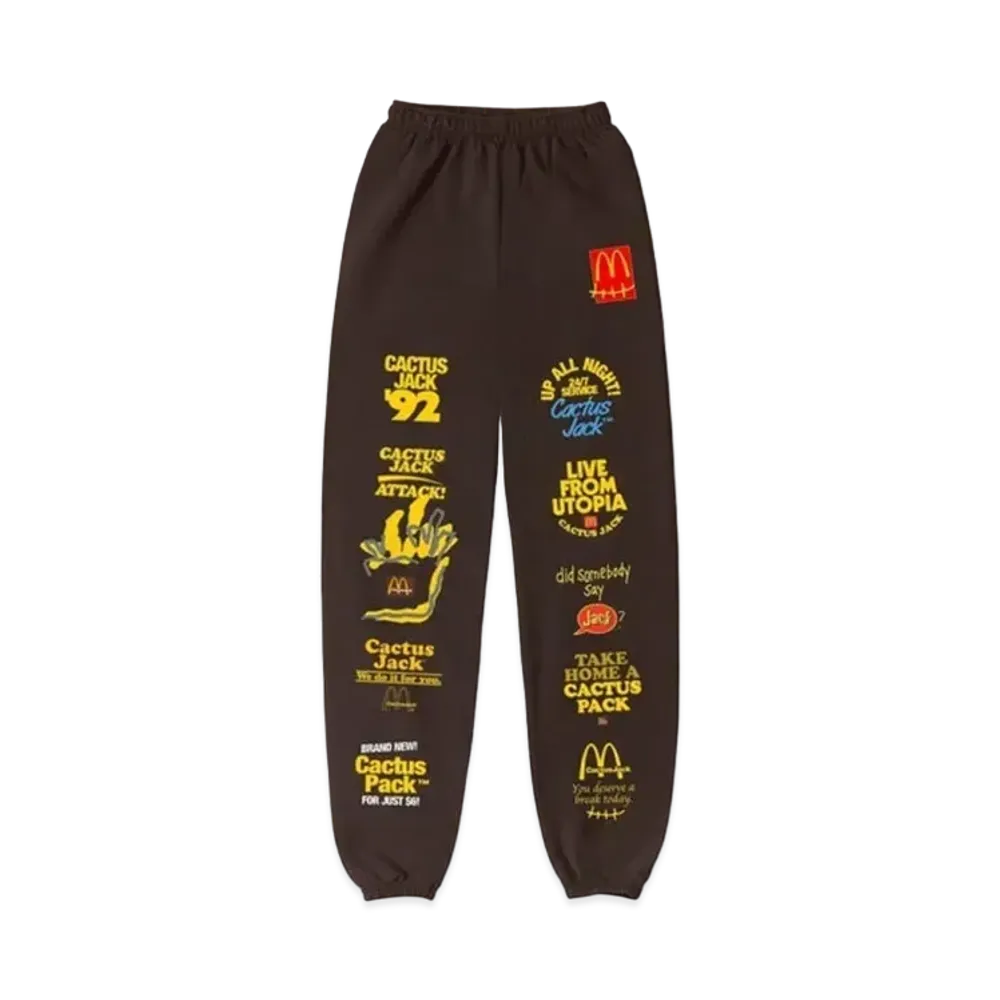 Travis Scott Cactus Jack x McDonald's Sticker Bomb Sweatpants "Brown"