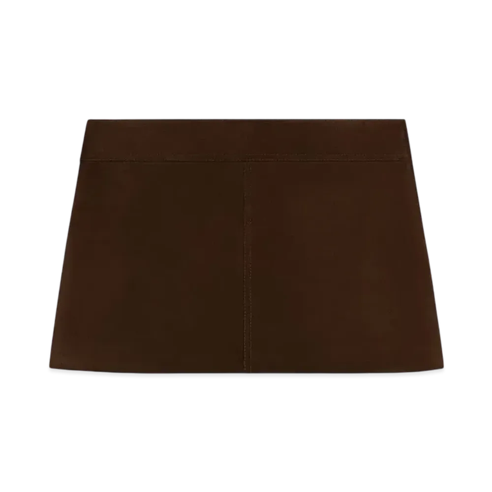 CELINE Women's Trapeze Mini Skirt in Suede "Espresso"