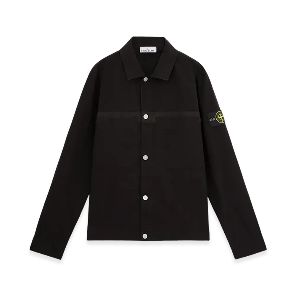 Stone Island 11412 Cotton Ripstop Overshirt with Button Fastening - 24FW "Black"