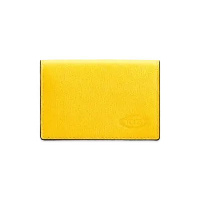 TOD'S Leather Business Card Holder "Yellow/Gray"