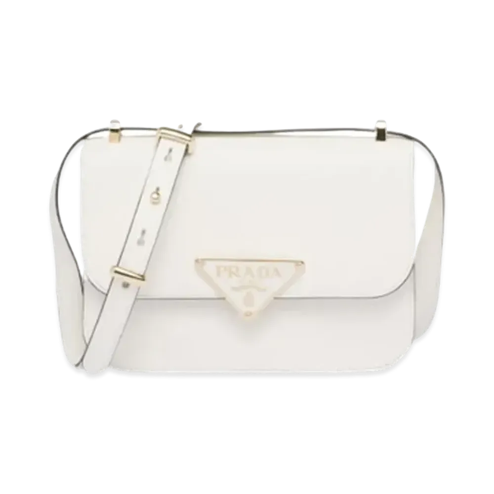 PRADA Embleme Saffiano Shoulder Bag "White"