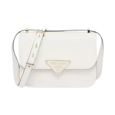 PRADA Embleme Saffiano Shoulder Bag "White"