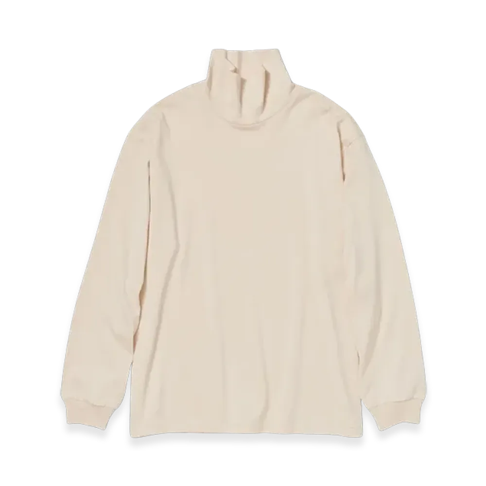AURALEE Luster Plaiting Hi Neck L/S T-Shirt "Peach Beige"