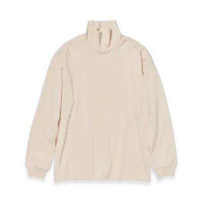 AURALEE Luster Plaiting Hi Neck L/S T-Shirt "Peach Beige"