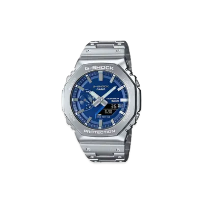 Casio G-Shock 2100 Series Mobile Link Analog-Digi Solar M Watch "Silver/Blue"