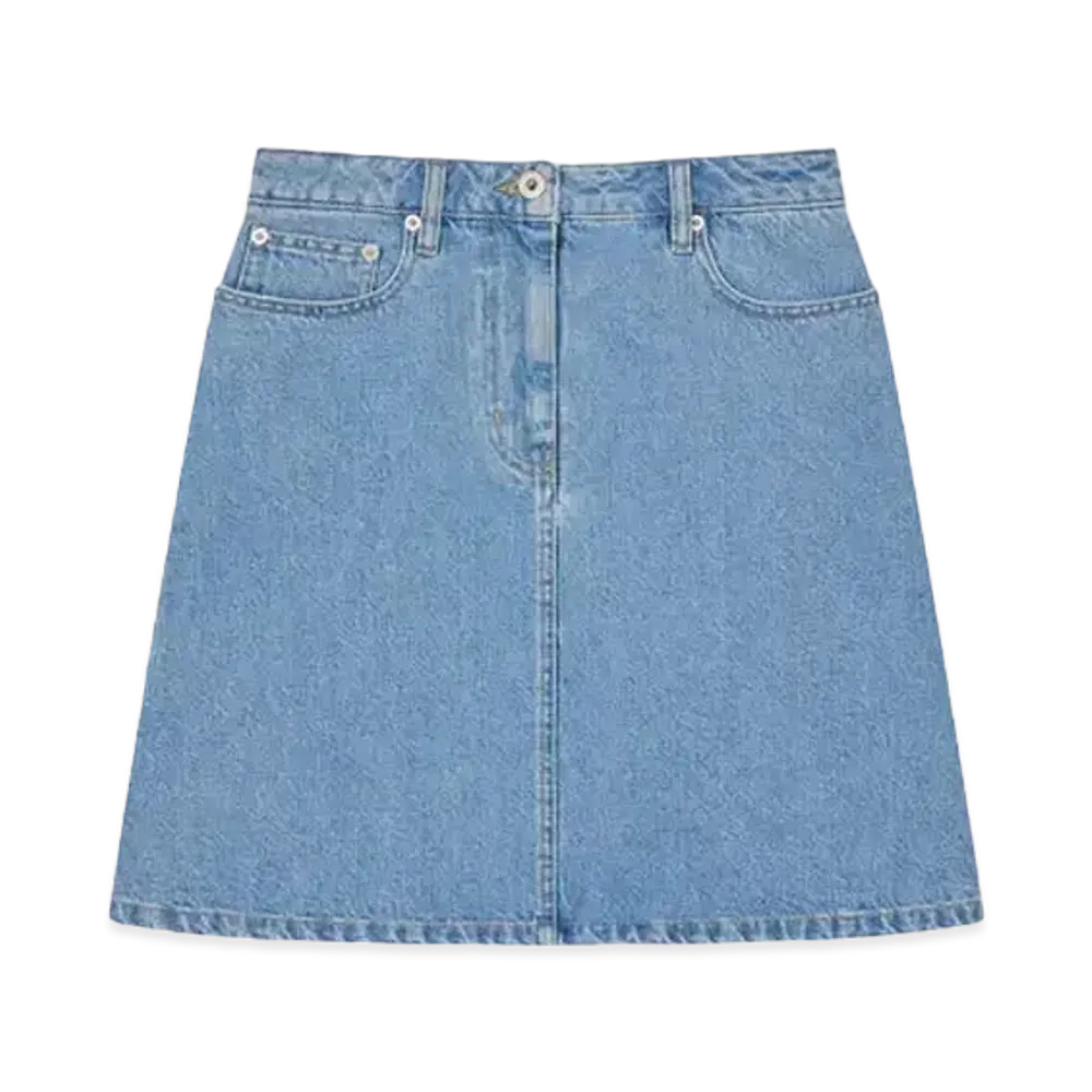 KENZO 'YEAR OF THE DRAGON' Embroidery Mini Skirt "Stone Bleached Blue Denim"