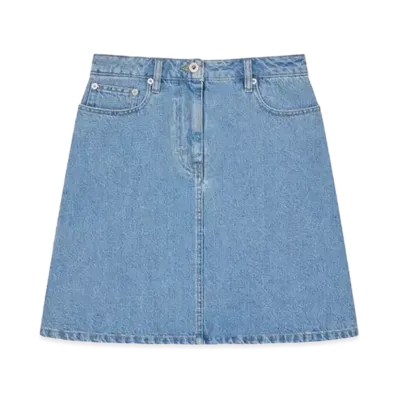 KENZO 'YEAR OF THE DRAGON' Embroidery Mini Skirt "Stone Bleached Blue Denim"
