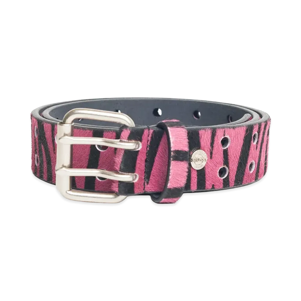 Stussy Punch Out Leather Belt "Pink Hairy Zebra Pattern"