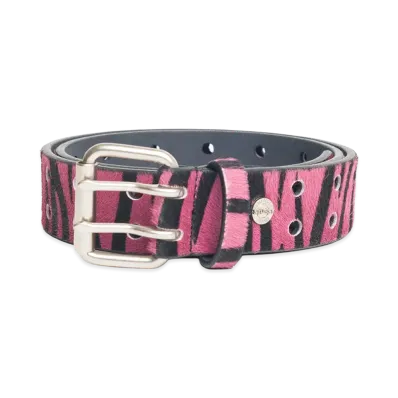 Stussy Punch Out Leather Belt "Pink Hairy Zebra Pattern"