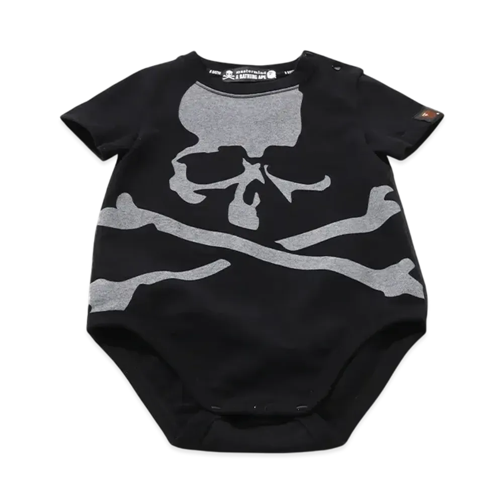 A BATHING APE x mastermind JAPAN Kids Head Bodysuit "Black"