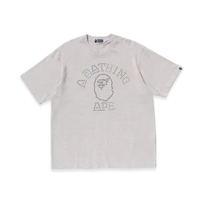 A BATHING APE Rhinestone College Relaxed Fit Tee "Gray"
