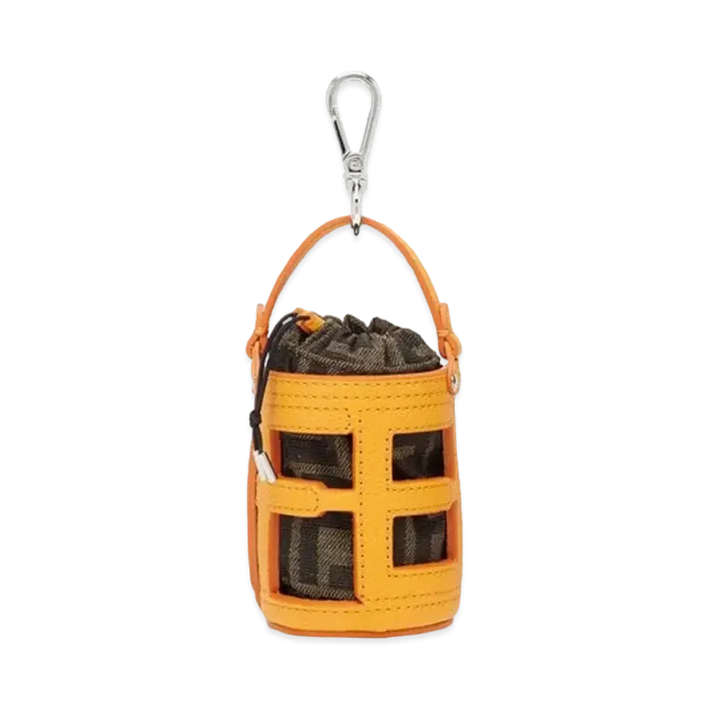 FENDI Bucket Bag Charm Leather "Orange"