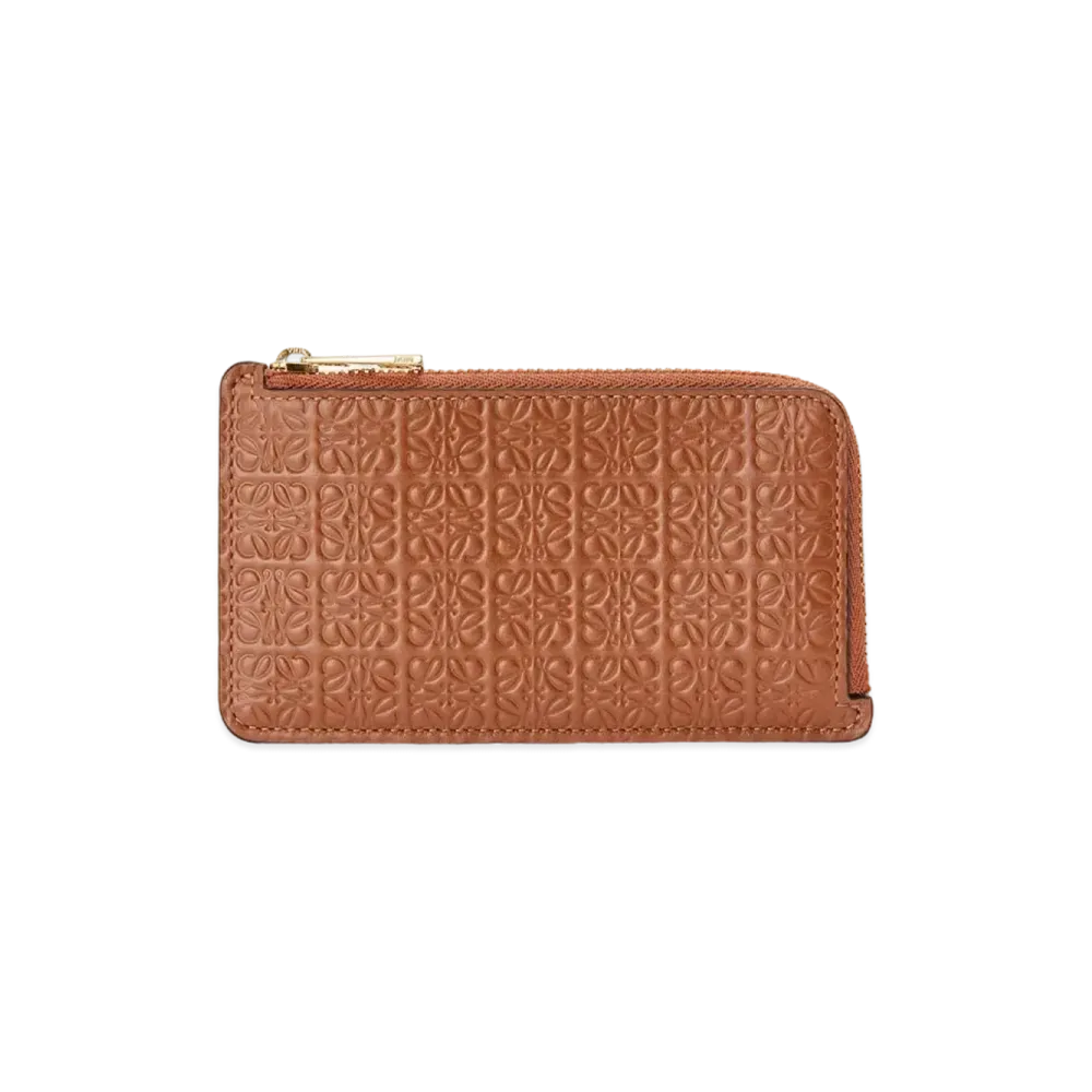 LOEWE Repeat Coin Cardholder In Embossed Silk Calfskin "Tan"