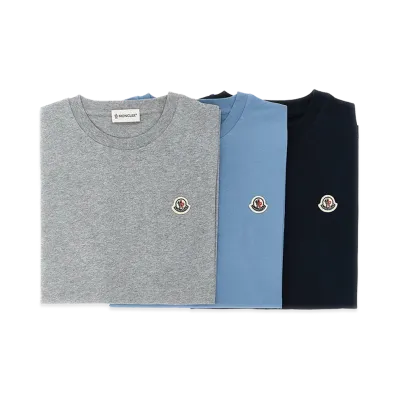 MONCLER Kids 3-Pack Logo Patch T-Shirt "Gray/Light Blue/Navy"