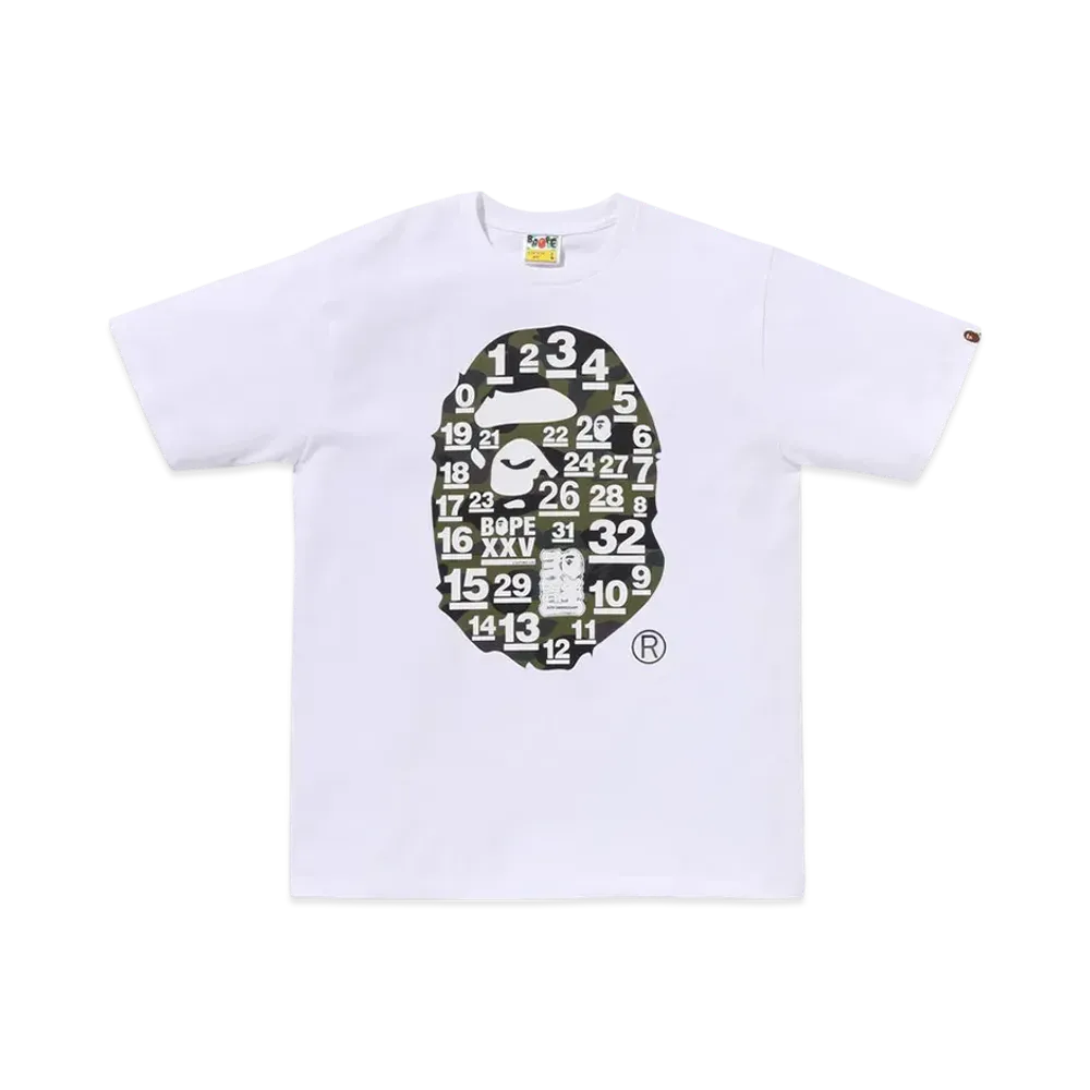 A BATHING APE 32ND Anniv. 1ST Camo Big Ape Head Tee "White/Green"