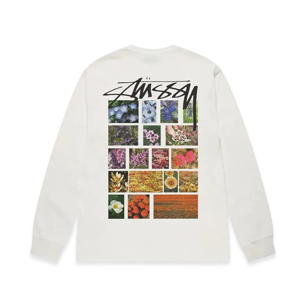 Stussy Flower Grid Pigment Dyed LS Tee "Natural"