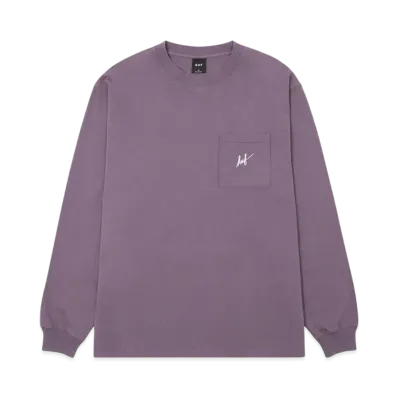 HUF Script Pocket Washed LS Tee "Raisin"