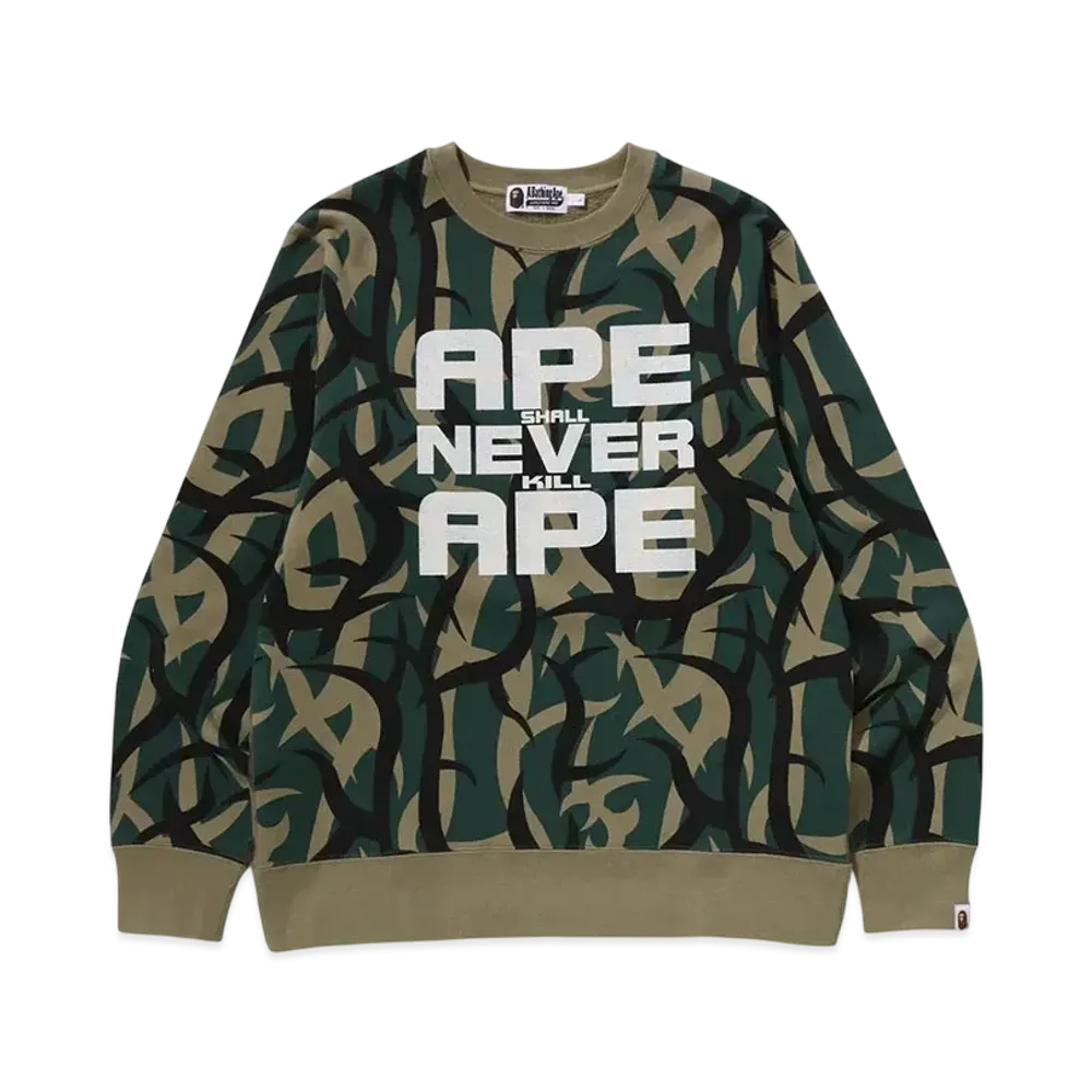 A BATHING APE Trial Camo Crewneck Sweatshirt "Green"