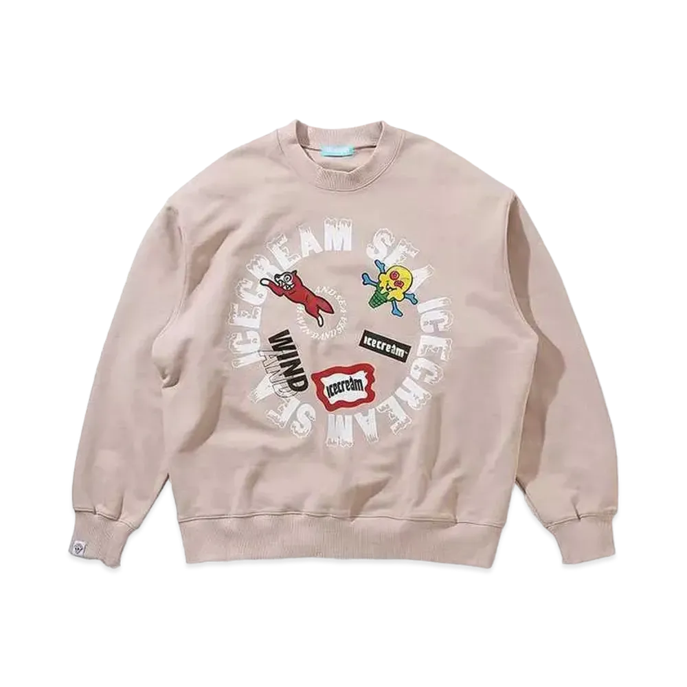 WIND AND SEA x ICECREAM COTTON SWEAT SHIRT (CIRCLE) "Beige"
