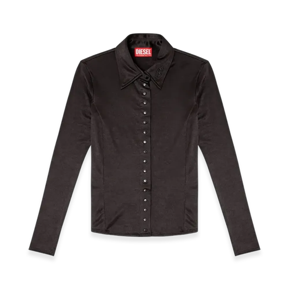 Diesel C-Elaia Fitted Shirt In Fluid Acetate Jersey "Black"