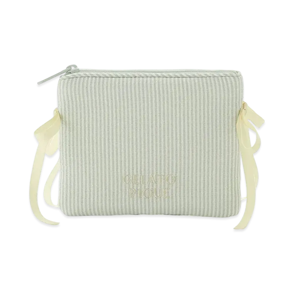 GELATO PIQUE Striped Ribbon Tissue Pouch "Green"