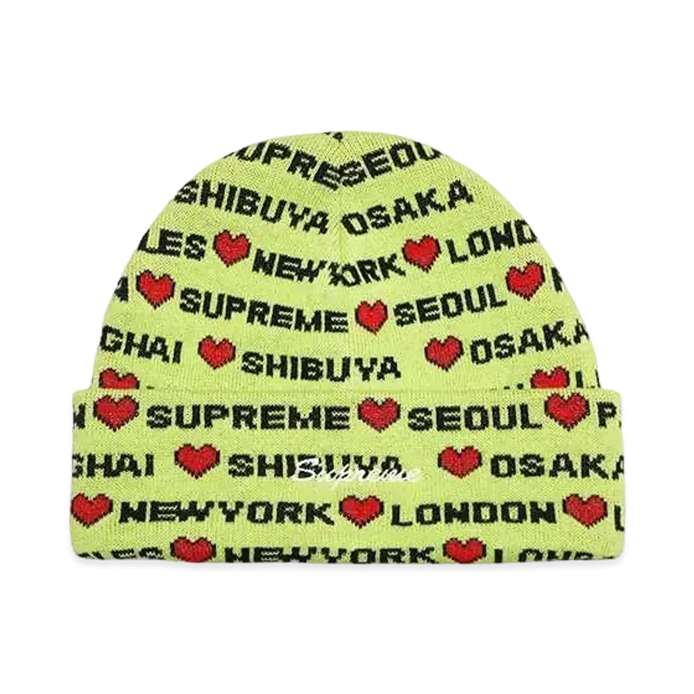 Supreme Hearts Beanie "Lime"