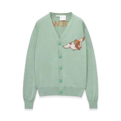 LOEWE x Howl's Moving Castle Heen Cardigan in Wool "Aniseed Green"